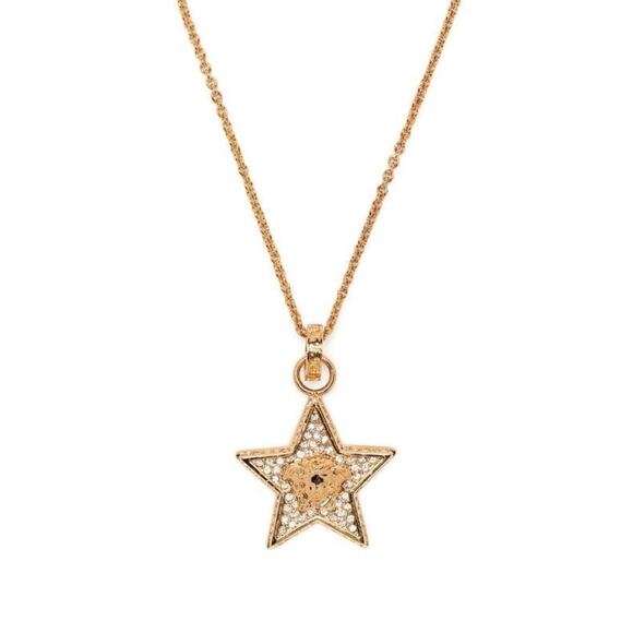 NIB Versace Star Galaxy Gold Medusa Crystal Pendant Necklace $595 - Picture 2 of 16